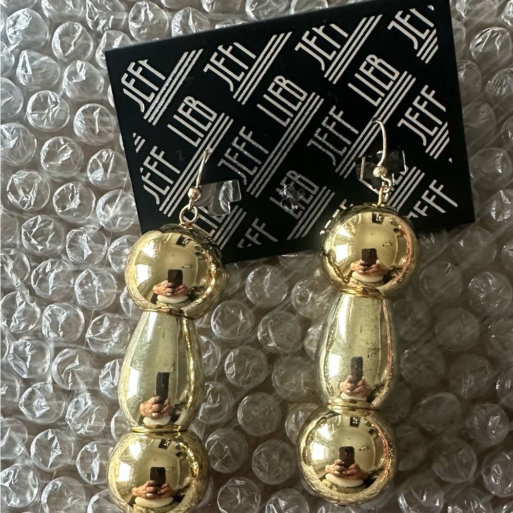 JEFF LIEB Gold Drop Ball Earrings
